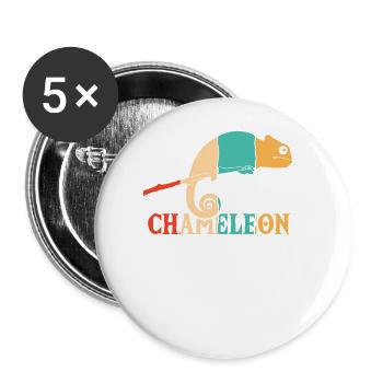 Panthère rétro voilée Chamaeleonidae amoureuse - Lot de 5 grands badges (56 mm) - blanc - Devant