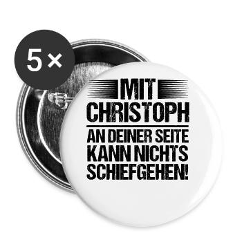 First name Chris Christoph - Buttons large 2.2''/56 mm (5-pack) - white - Front