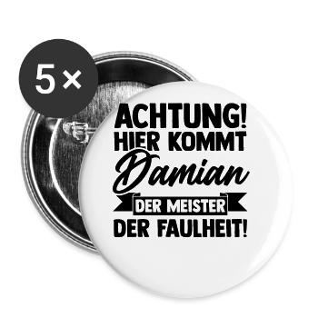 Vorname Damian - Buttons groß 56 mm (5er Pack) - Weiß - Vorne
