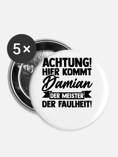 Vorname Damian - Buttons groß 56 mm (5er Pack) - Weiß