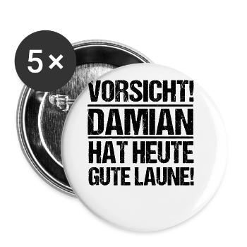 Vorname Damian - Buttons groß 56 mm (5er Pack) - Weiß - Vorne