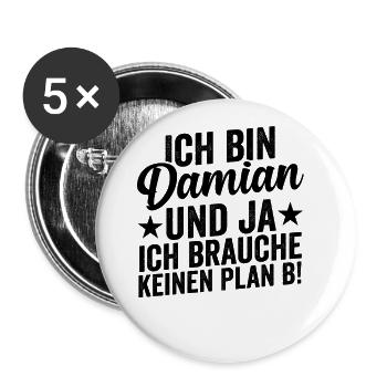 Vorname Damian - Buttons groß 56 mm (5er Pack) - Weiß - Vorne