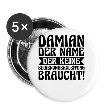 Vorname Damian - Buttons groß 56 mm (5er Pack) - Weiß - Vorne