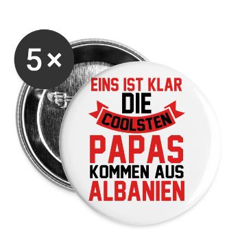 Albaner Albanischer Papa Vater Albanien - Buttons groß 56 mm (5er Pack) - Weiß - Vorne