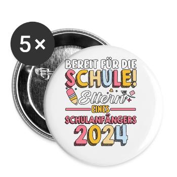 Parents Schoolchild Primary School First Grade School Enrollment - Buttons large 2.2''/56 mm (5-pack) - white - Front