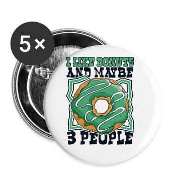 J’aime les beignets et peut-être 3 personnes fabricant de beignets - Lot de 5 grands badges (56 mm) - blanc - Devant