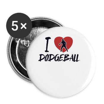 J’adore le jeu de dodgeball Prisonball Team Player - Lot de 5 grands badges (56 mm) - blanc - Devant