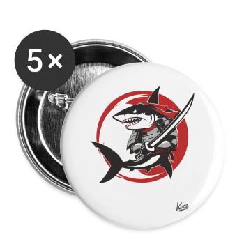 Requin Katana samouraï - Lot de 5 grands badges (56 mm) - blanc - Devant