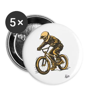 Retro Vintage Old-School BMX - Buttons groß 56 mm (5er Pack) - Weiß - Vorne