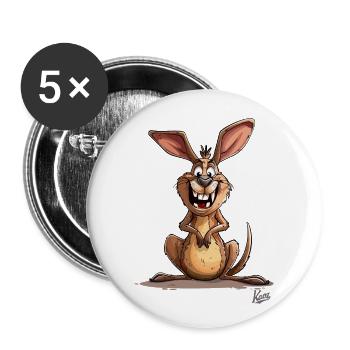 Lustige Schiefe Zähne: Das verrückte Känguru - Buttons groß 56 mm (5er Pack) - Weiß - Vorne