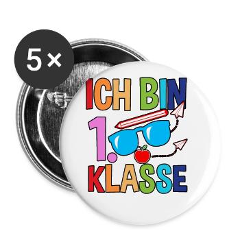 First Grade Schoolchild Start of School Enrollment - Buttons large 2.2''/56 mm (5-pack) - white - Front