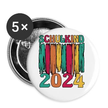 1. Klasse Schulkind Schulanfang Einschulung - Buttons groß 56 mm (5er Pack) - Weiß - Vorne