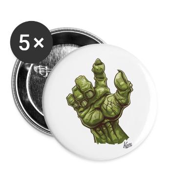 Massive Green Orc or Ogre Monster Hand - Buttons large 2.2''/56 mm (5-pack) - white - Front