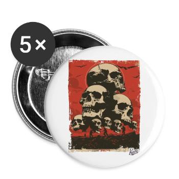 Propaganda-Stil – Ein Berg aus Totenköpfen - Buttons groß 56 mm (5er Pack) - Weiß - Vorne