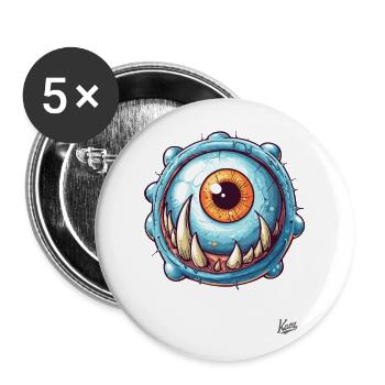 The Big Blue Eye Monster - Buttons large 2.2''/56 mm (5-pack) - white - Front