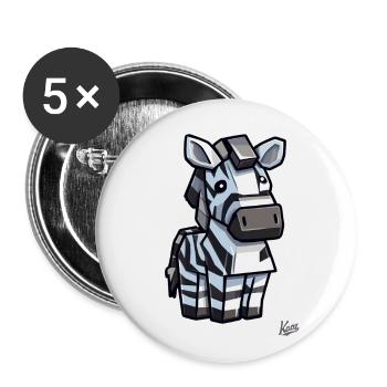 Pixel Gamer Zèbre - Lot de 5 grands badges (56 mm) - blanc - Devant