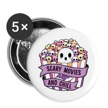 Films d’horreur et détente - Lot de 5 grands badges (56 mm) - blanc - Devant