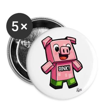 Voici le drôle de cochon pixel OINK - Lot de 5 grands badges (56 mm) - blanc - Devant