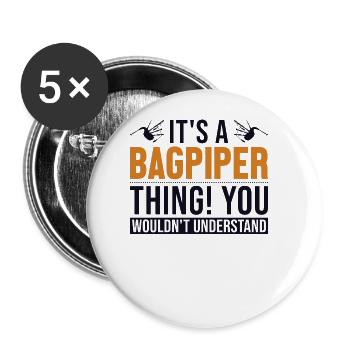 C’est un truc de cornemuse Great Highland Blowpipe - Lot de 5 grands badges (56 mm) - blanc - Devant