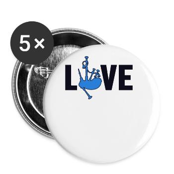 Cornemuse Love Great Highland Bagpipe Leçons - Lot de 5 grands badges (56 mm) - blanc - Devant