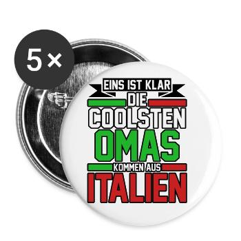 Italia Italiener Oma Nonna Italienisch Italien - Buttons groß 56 mm (5er Pack) - Weiß - Vorne
