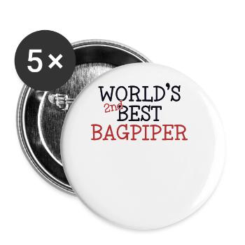 Deuxième meilleur joueur de sarbacane au monde - Lot de 5 grands badges (56 mm) - blanc - Devant