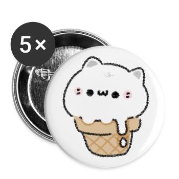 Glace pour chat - Lot de 5 grands badges (56 mm) - blanc - Devant