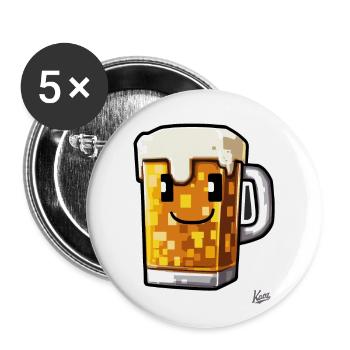 Pixel Artisan Beer - Buttons large 2.2''/56 mm (5-pack) - white - Front