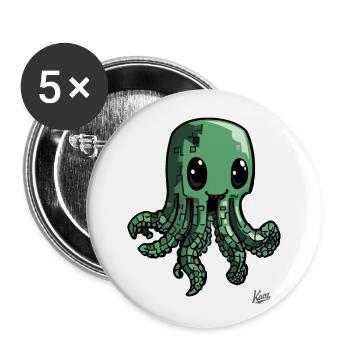 Lustiger Grüner Pixel-Oktopus-Krake - Buttons groß 56 mm (5er Pack) - Weiß - Vorne