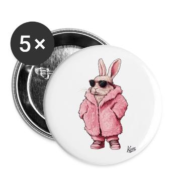 Super cool pink fur coat with bunny in it - Buttons large 2.2''/56 mm (5-pack) - white - Front
