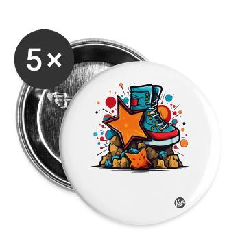 Funky Urbanes Natur-Hiking Design - Buttons groß 56 mm (5er Pack) - Weiß - Vorne