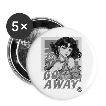 Cool calm cartoon girl, go away and get away - Buttons large 2.2''/56 mm (5-pack) - white - Front