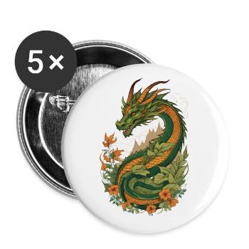 Mystical Garden of Dragons - Buttons large 2.2''/56 mm (5-pack) - white - Front