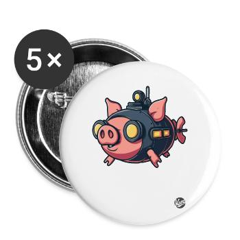 Aventure amusante en sous-marin - Lot de 5 grands badges (56 mm) - blanc - Devant