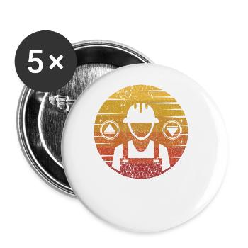 Retro Inspector Technician Repair Elevator - Buttons large 2.2''/56 mm (5-pack) - white - Front