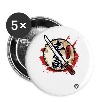 Stylish Japanese-style katana design - Buttons large 2.2''/56 mm (5-pack) - white - Front