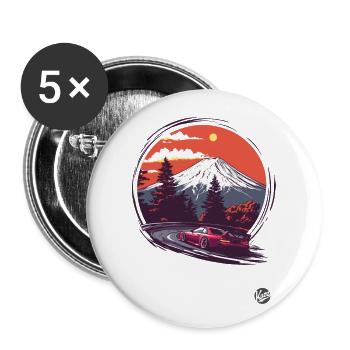 Mount Fuji JDM Rennwagen - Buttons groß 56 mm (5er Pack) - Weiß - Vorne