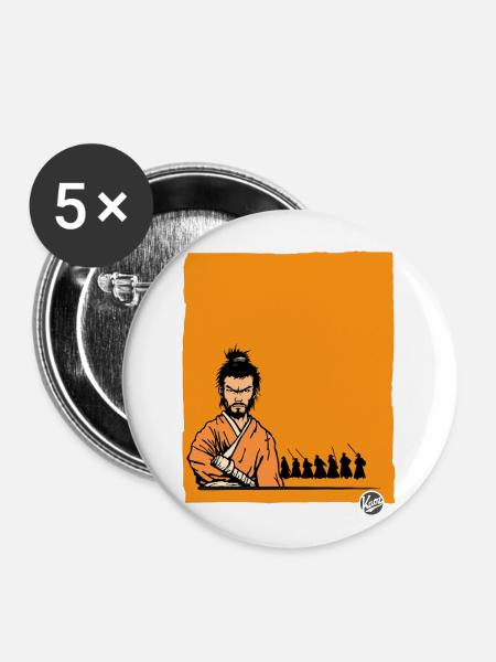 Die Tödlichen Samurai - Buttons groß 56 mm (5er Pack) - Weiß