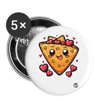 Love, Nachos and Hearts - Buttons large 2.2''/56 mm (5-pack) - white - Front