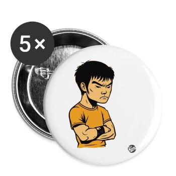Bruce "der Beleidigte" Kung-FU-Meister Lee - Buttons groß 56 mm (5er Pack) - Weiß - Vorne