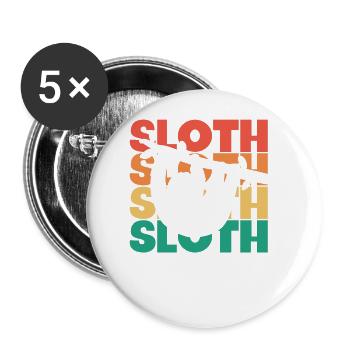 Faultier Retro Text Braunkehlige Pilosa Folivora - Buttons groß 56 mm (5er Pack) - Weiß - Vorne