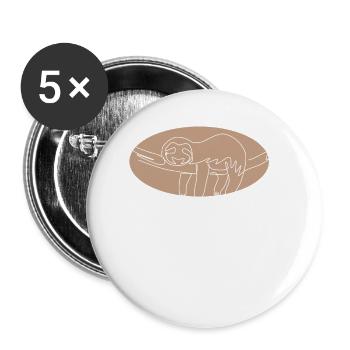Lineart Folivora Braunkehl-Pilosa-Liebhaber-Faultier - Buttons groß 56 mm (5er Pack) - Weiß - Vorne