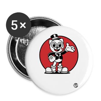 Chat Rétro Design « Chat Charmant » Style Vintage - Lot de 5 grands badges (56 mm) - blanc - Devant