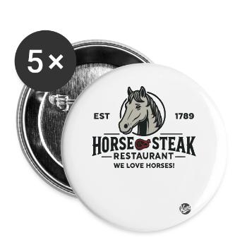 Lustiges Restaurant Design "Pferde Steak" Satire - Buttons groß 56 mm (5er Pack) - Weiß - Vorne