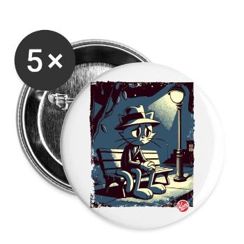 a night in the park and a melancholic cat - Buttons large 2.2''/56 mm (5-pack) - white - Front
