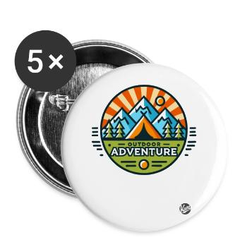 Outdoor Adventure Mountains Tent Camping - Buttons large 2.2''/56 mm (5-pack) - white - Front