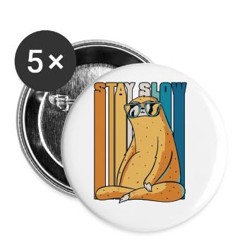 Stay Slow Brown-Throated Pilosa Folivora Lover - Buttons large 2.2''/56 mm (5-pack) - white - Front