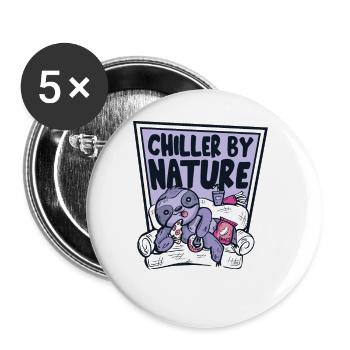 Chiller By Nature Brown-Throated Pilosa Folivora - Buttons large 2.2''/56 mm (5-pack) - white - Front