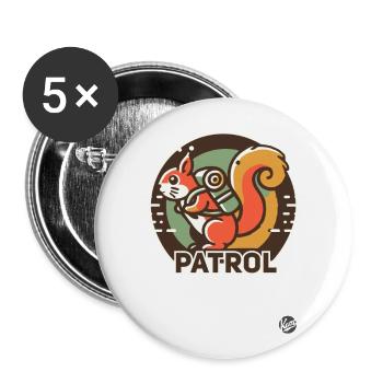 Forest Patrol Camper Squirrel - Buttons large 2.2''/56 mm (5-pack) - white - Front