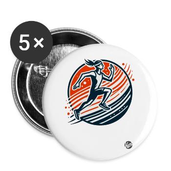 Runner’s High, Marathon, Jogging et course à pied - Lot de 5 grands badges (56 mm) - blanc - Devant
